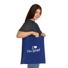 Load image into Gallery viewer, I Love The Gospel Cotton Tote Bag, Eco-Friendly Shopping Bag, Reusable Tote for Church, Gift for Believers, Inspirational Grocery Tote