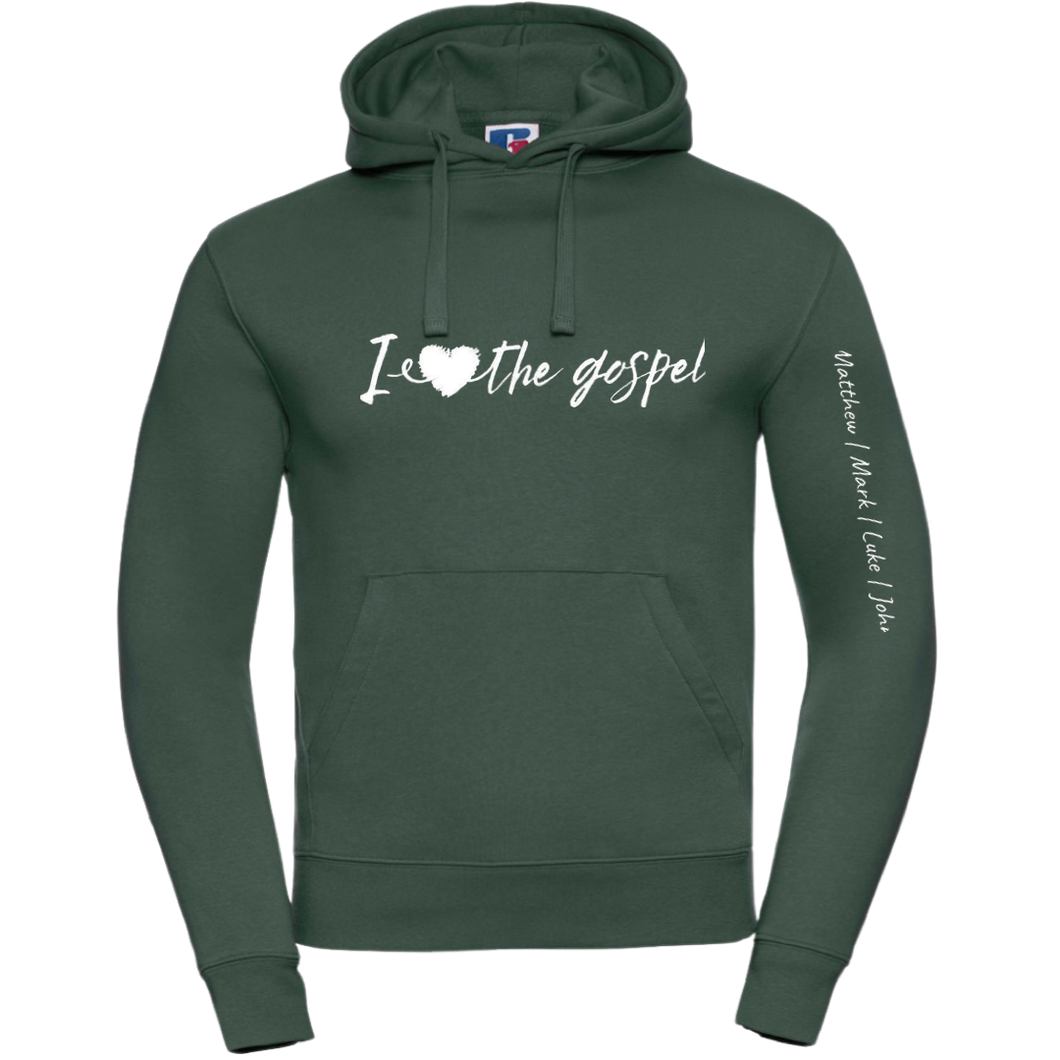 I love the Gospel - Men's Green Authentic Hoodie with White Print