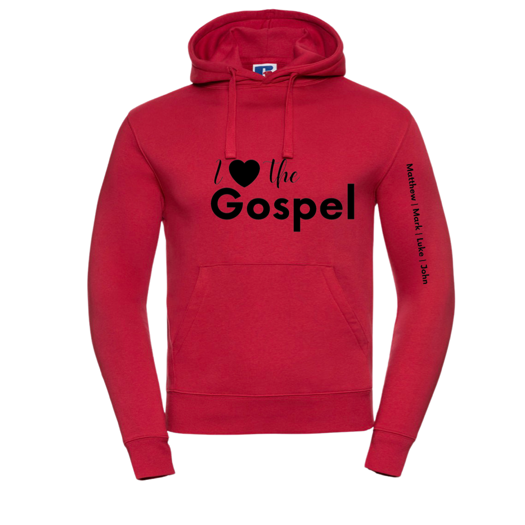 I love the Gospel - Men's Red Authentic Hoodie with Black Print